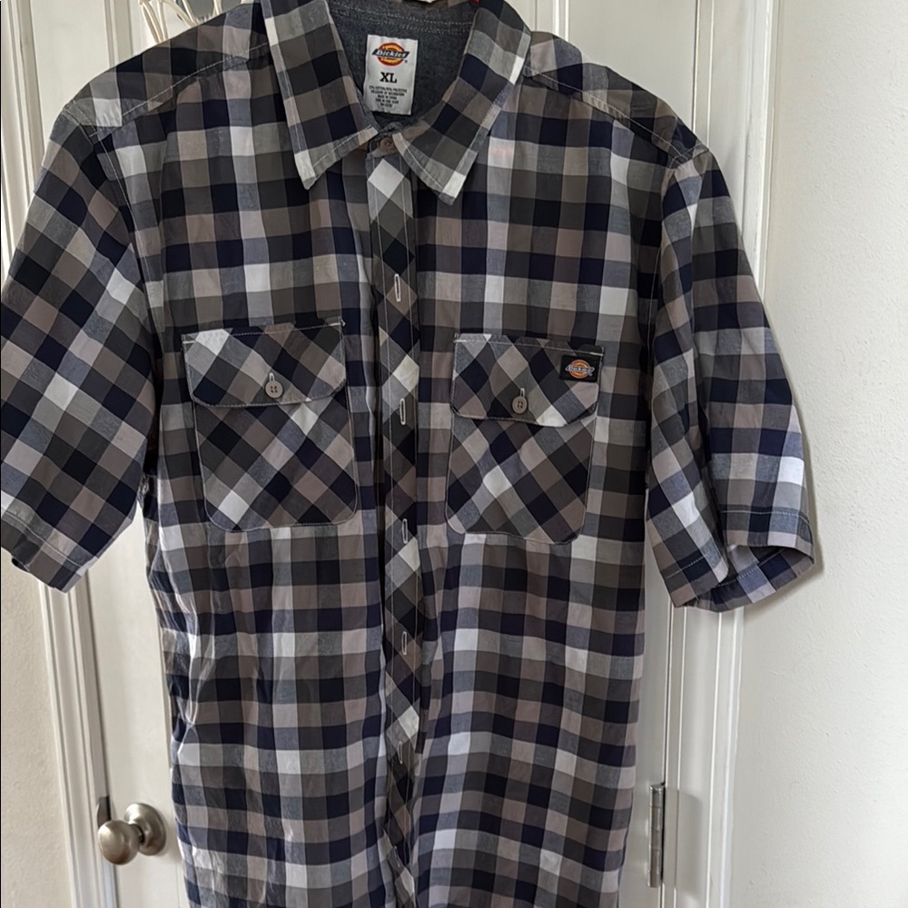 Dickies Black and Gray Plaid Shirt